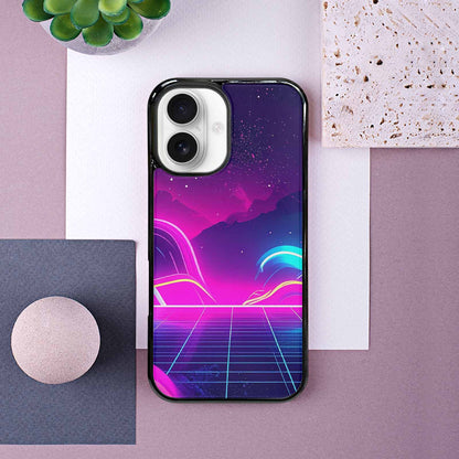 iPhone 16 Case — 1980s Neon Cartoon Art Pattern, Custom Designed Case Cover