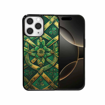 iPhone 15 Pro Max Case — Irish Celtic Knot Pattern Shamrocks Seamless, Custom Designed Case Cover
