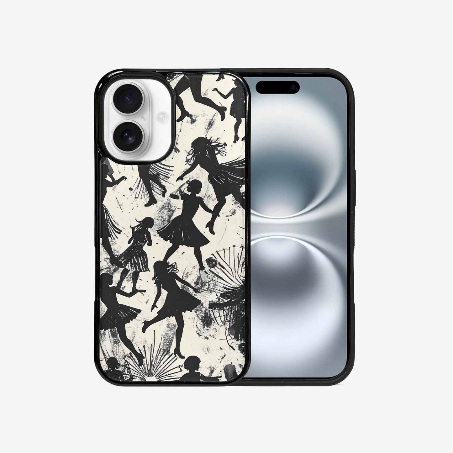iPhone 16 Case — Bold Dancing Figure Line Art Pattern, Unique Phone Case Design