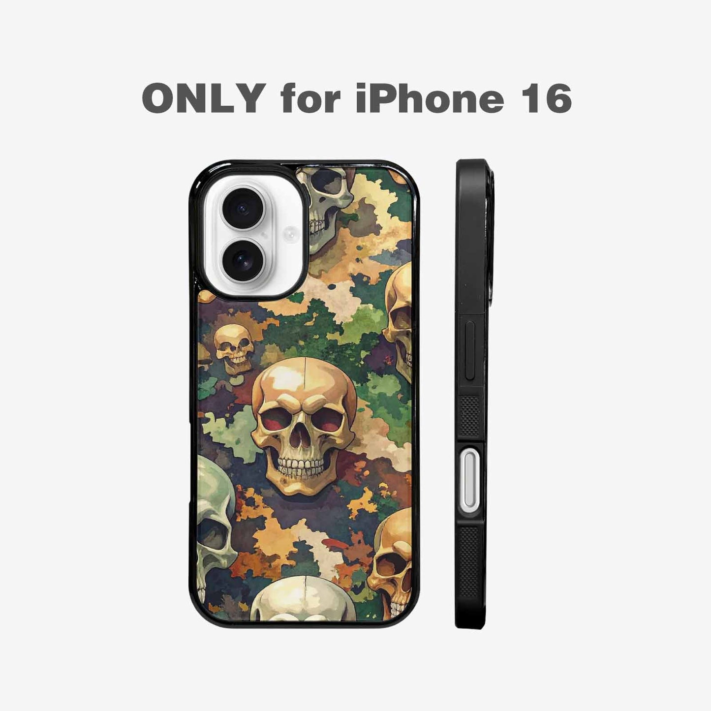 iPhone 16 Case — Skulls Camoskulls Pattern Hu A0j, Custom Printed Phone Case