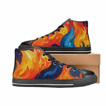 WOMEN'S Fire Flame High Top Canvas Dark Academia Custom Sneakers