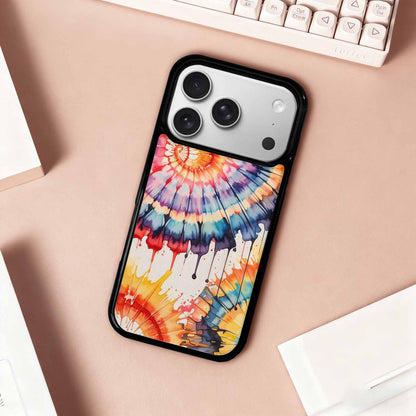 iPhone 17 Pro Case — Tie Dye Swirls Black Red Tie, Customized Protective Case