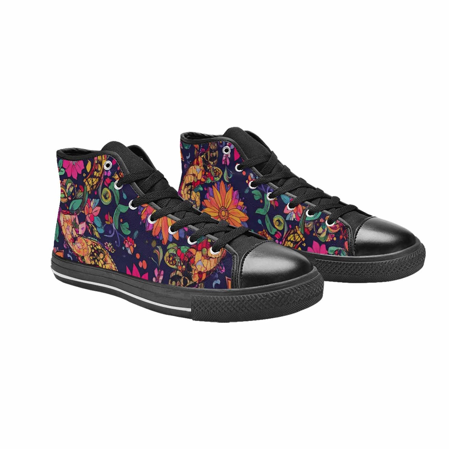 WOMEN'S Floral Snake Print High Top Canvas Dreamcore Sneakers