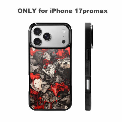 iPhone 17 Pro Max Case — Black &amp; Red Ink Camo, Unique Phone Case Design