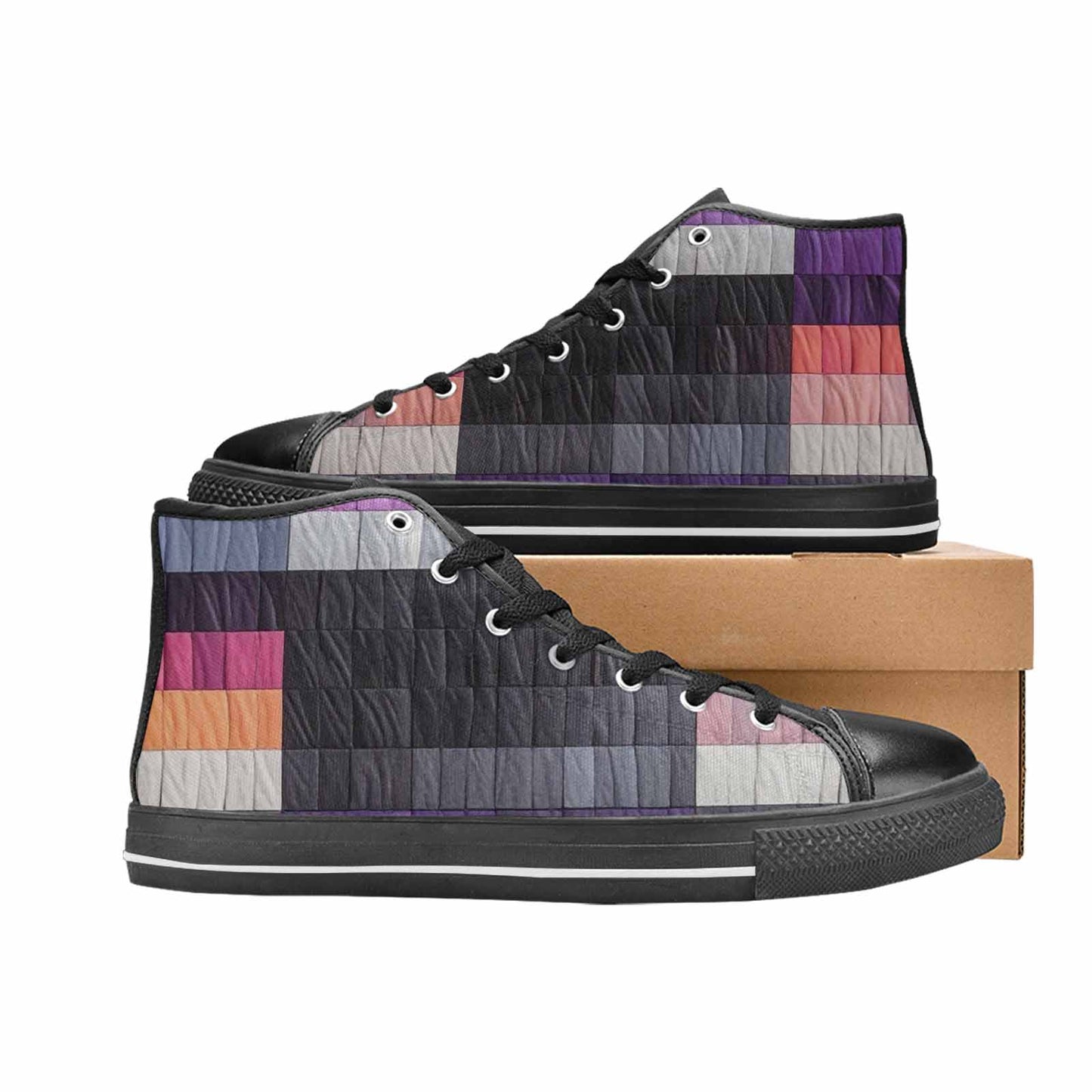 MEN'S Asexual Flag Color High Top Canvas Neon Fantasy Sneakers