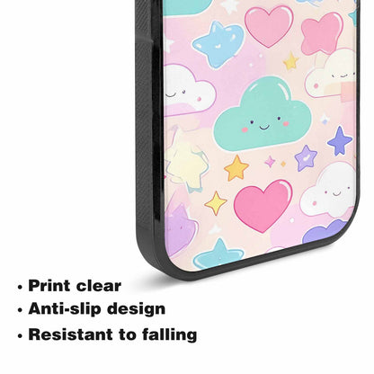 iPhone 15 Case — Cute Kawaii Style Generic Icons Stars, Custom Phone Case
