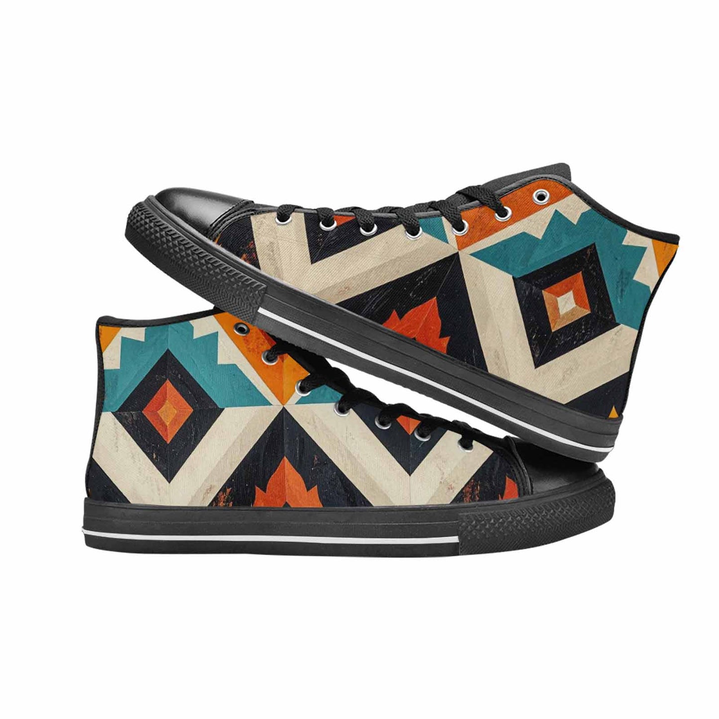 WOMEN'S Southwestern Geometric Diamond High Top Canvas Y2K Shoes