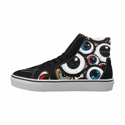WOMEN'S Googly Cartoon Eyeballs High Top Canvas Vibrant Chaos Custom Sneakers