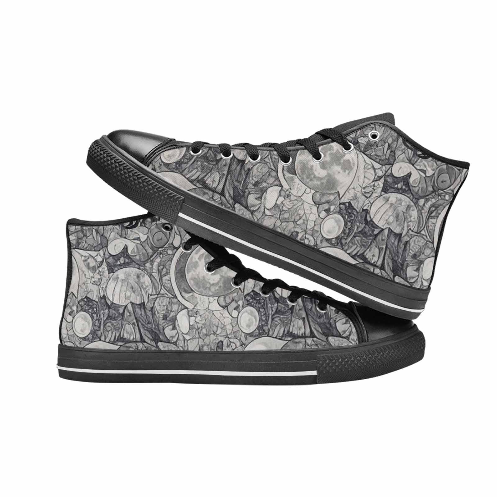 WOMEN'S Wolves Everywhere Collage High Top Canvas Neon Fantasy Shoes