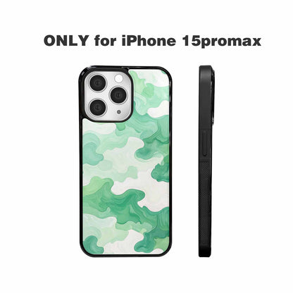 iPhone 15 Pro Max Case — Camo Mint Green White, Custom Print Case Cover