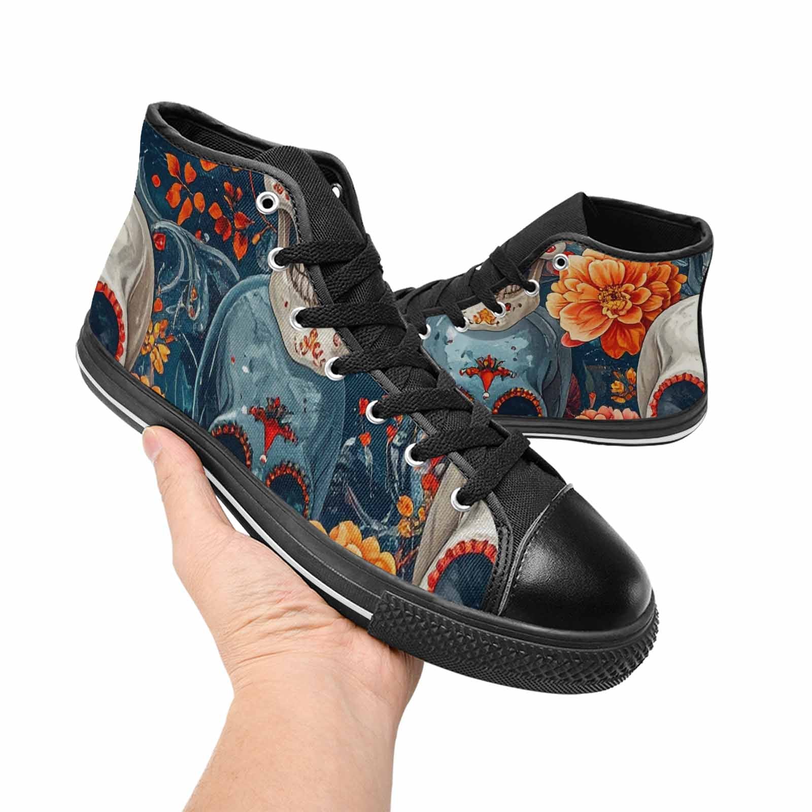 MEN'S Marble Skull High Top Canvas Dreamcore Custom Sneakers
