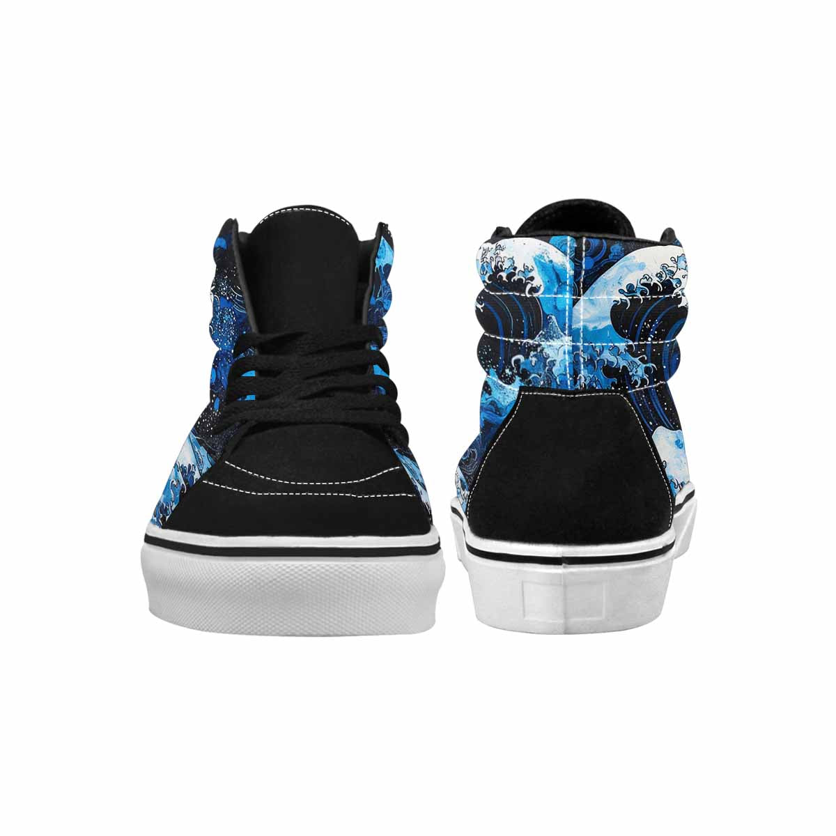 MEN'S Nautical Wave High Top Canvas Wallpaper Art Custom Sneakers