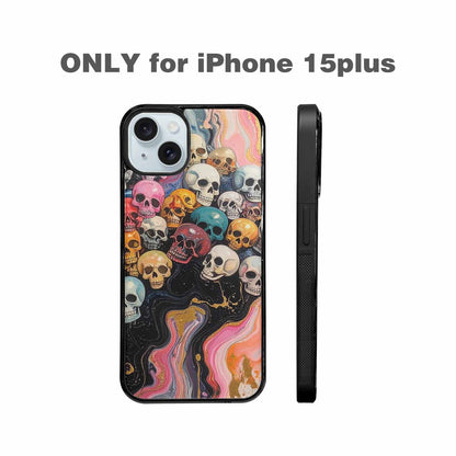 iPhone 15 Plus Case — Skulls Marbleskulls Pattern, Unique Phone Case Design