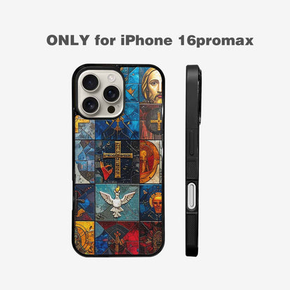 iPhone 16 Pro Max Case — Jesus Face Small Cross And Faith, Custom Print Case Cover