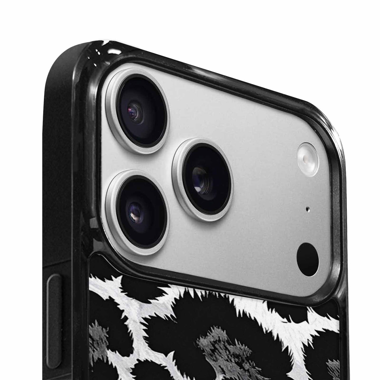 iPhone 17 Pro Case — Leopard Print Black And White Animal, Custom Printed Phone Case