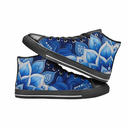 MEN'S Boho Mandala High Top Canvas Neon Fantasy Custom Sneakers