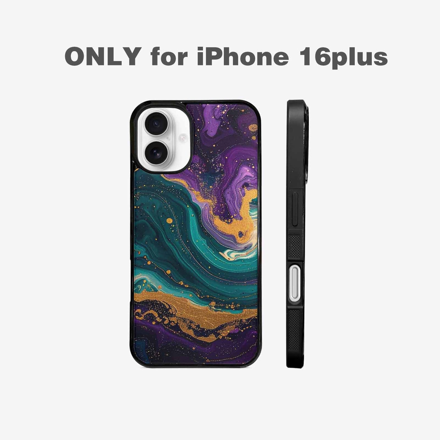 iPhone 16 Plus Case — Marbled Swirl Texture Blended With Galaxy, Custom Made Phone Cover