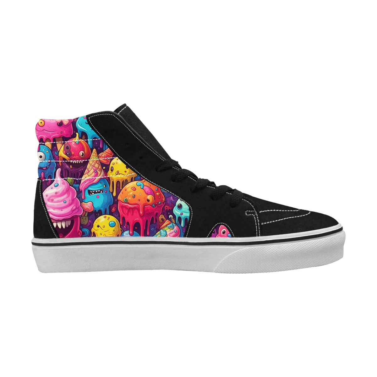 MEN'S Melting Ice Cream Monster High Top Canvas Melting Art Custom Sneakers
