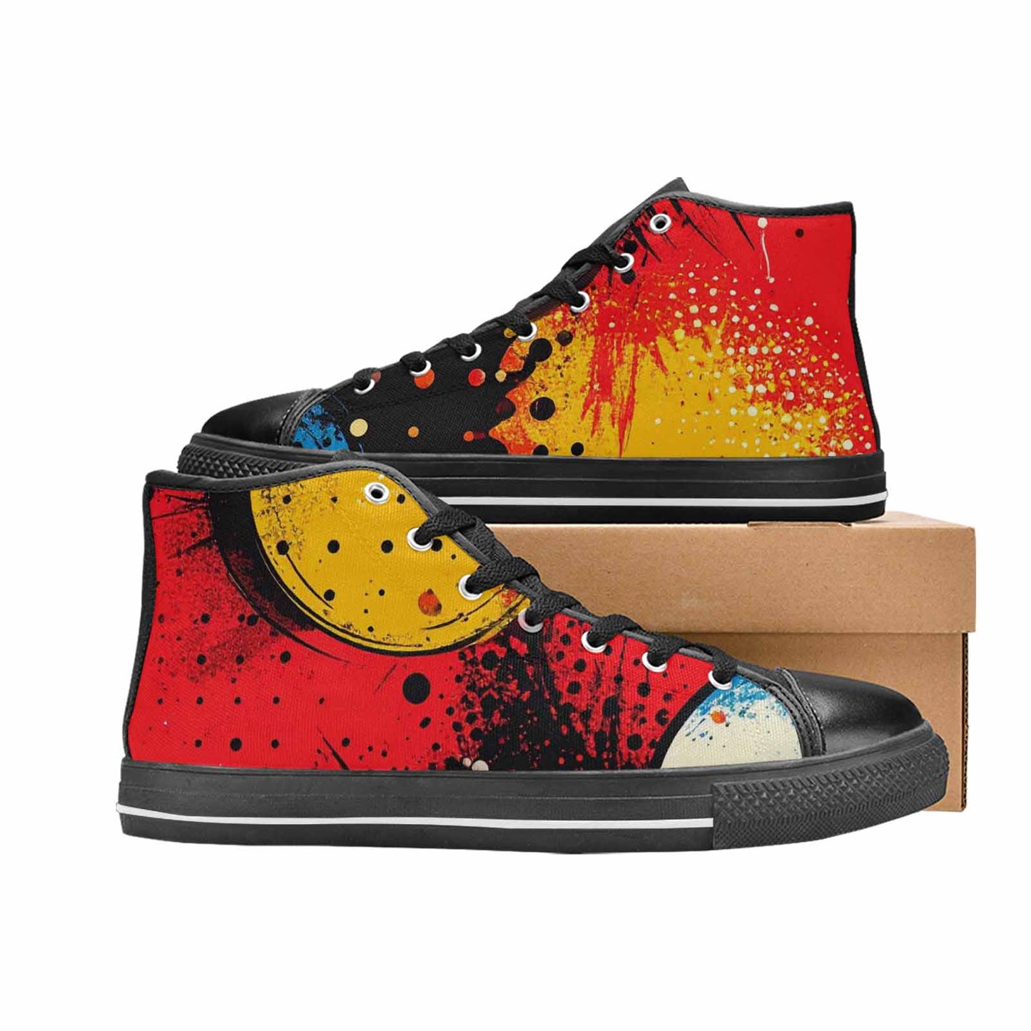 WOMEN'S Comic Book Halftone High Top Canvas Wallpaper Art Sneakers
