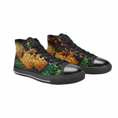 MEN'S Snake Skin Reptile High Top Canvas Neon Fantasy Shoes