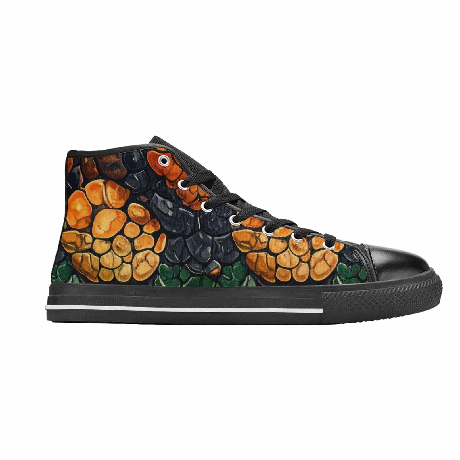 MEN'S Snake Skin Reptile High Top Canvas Vibrant Chaos Custom Shoes