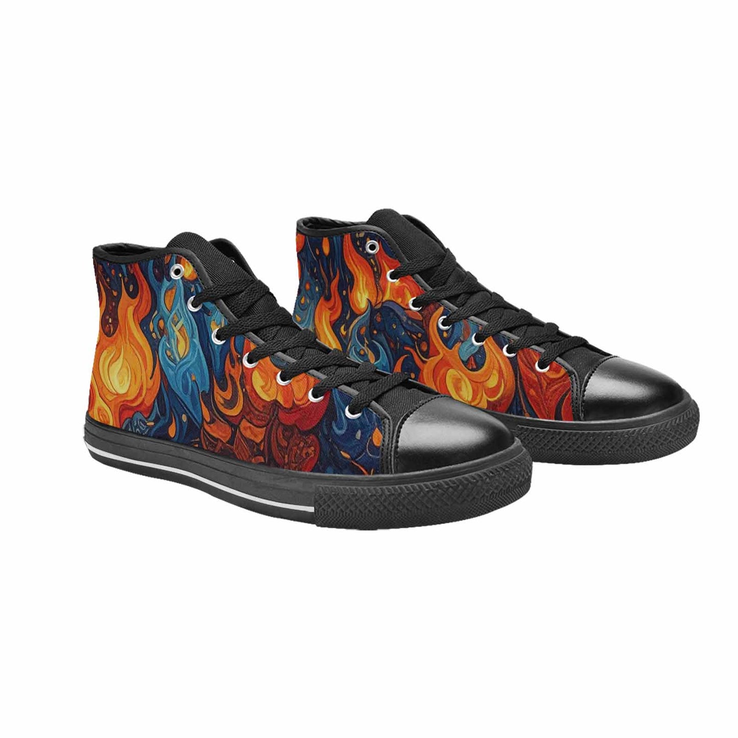 WOMEN'S Fire Flame High Top Canvas Dark Academia Sneakers