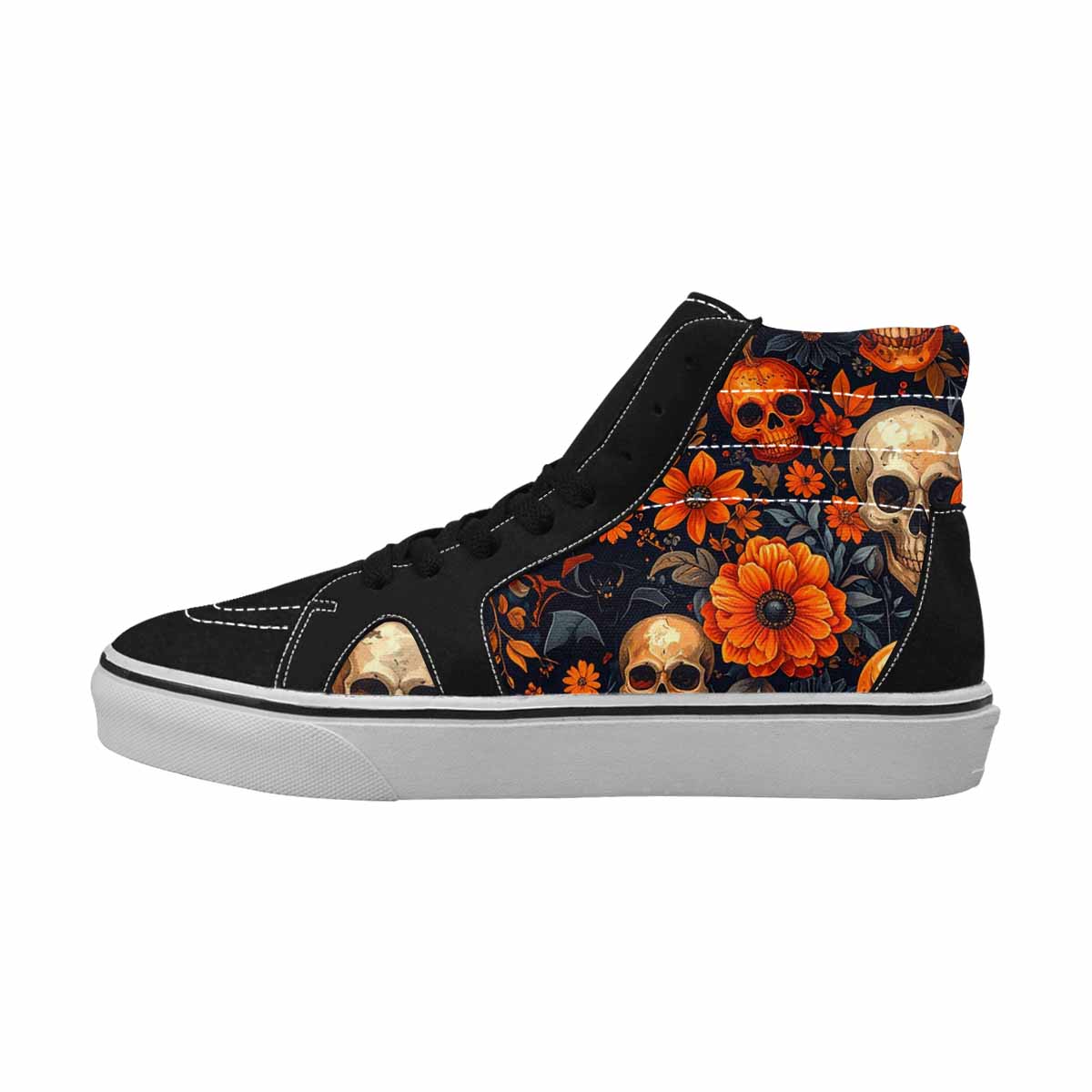 WOMEN'S Skulls - Halloween High Top Canvas Vibrant Chaos Custom Shoes
