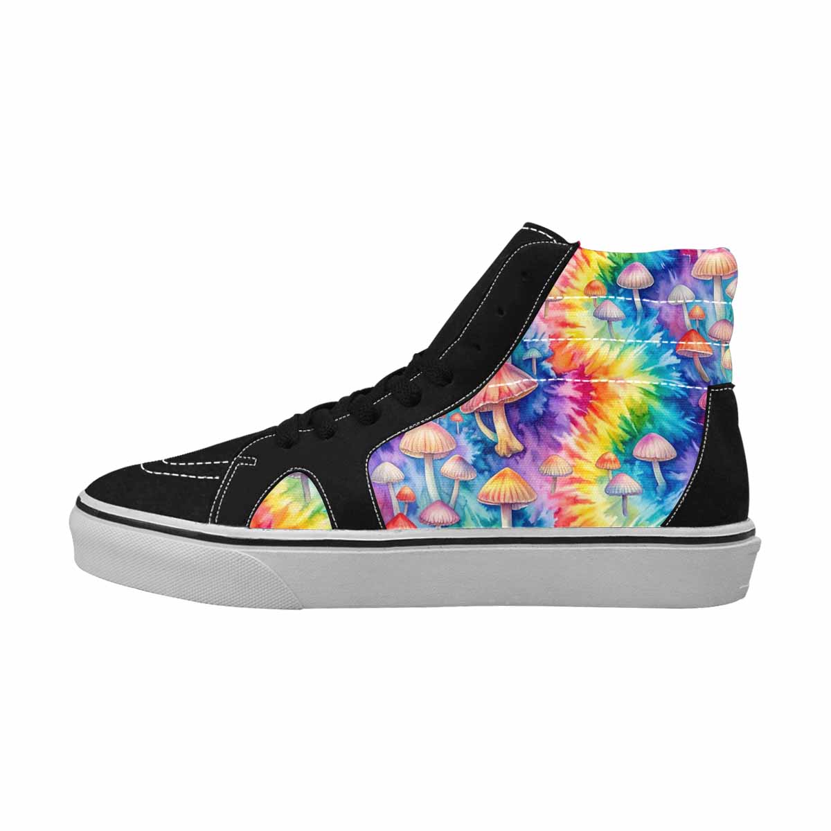 MEN'S Mushrooms  Tie Dye High Top Canvas Neon Fantasy Custom Shoes