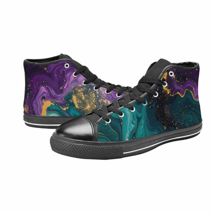 WOMEN'S Marble Galaxy Swirl High Top Canvas Wallpaper Art Sneakers
