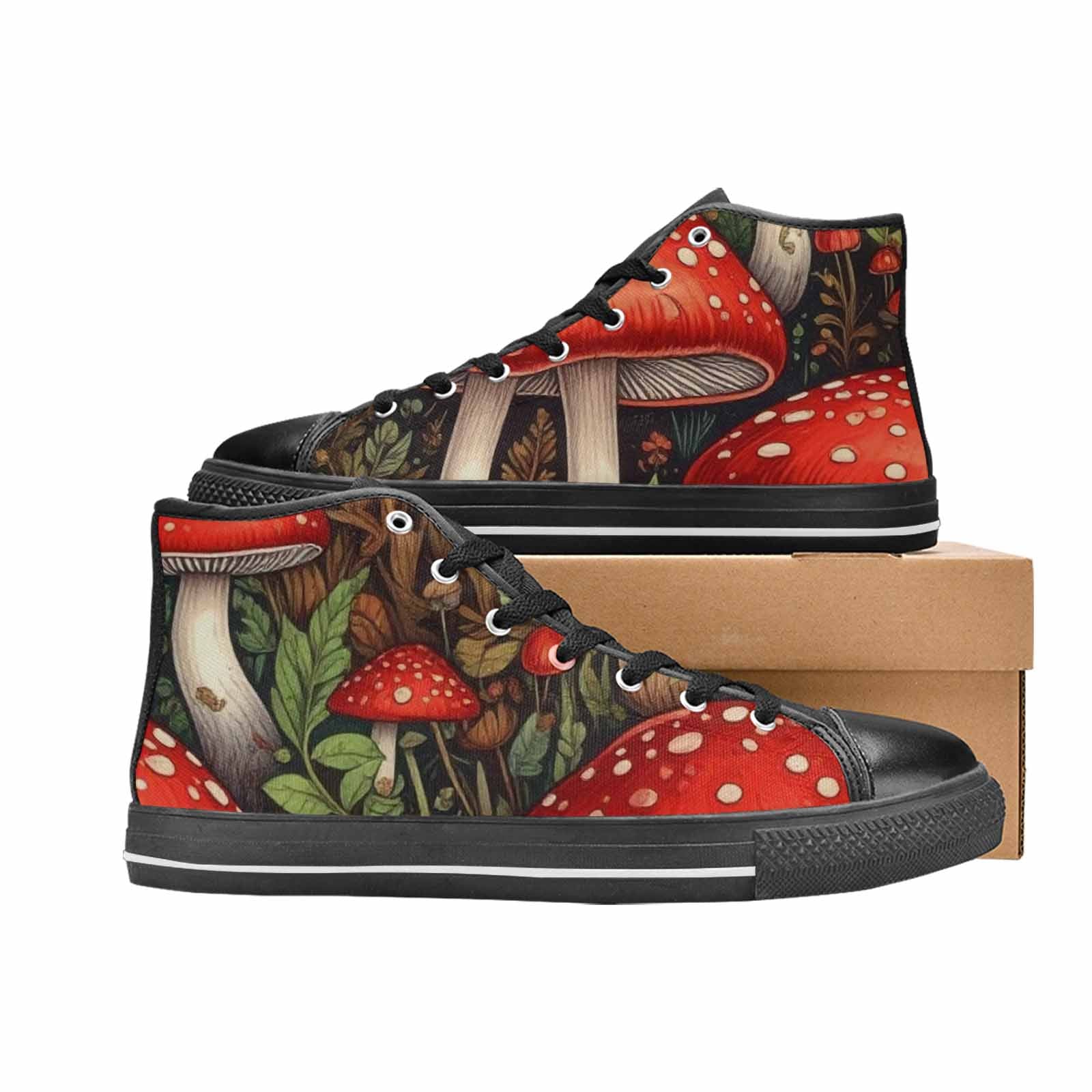MEN'S Mushroom High Top Canvas Wallpaper Art Shoes