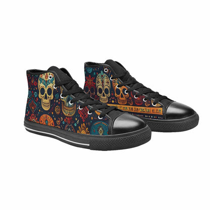 MEN'S Skulls - Tribal-Patterned- High Top Canvas Aesthetic Custom Sneakers