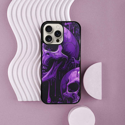 iPhone 16 Pro Max Case — Monochrome Purple Skeletons Neon Drip Melting, Custom Print Case Cover