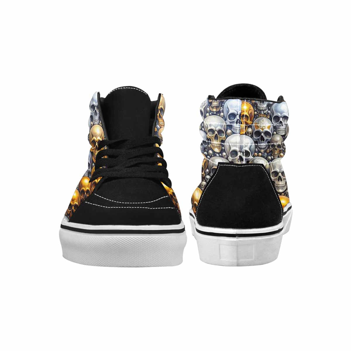 WOMEN'S Skulls - Metallic-Chrome- High Top Canvas Wallpaper Art Custom Sneakers