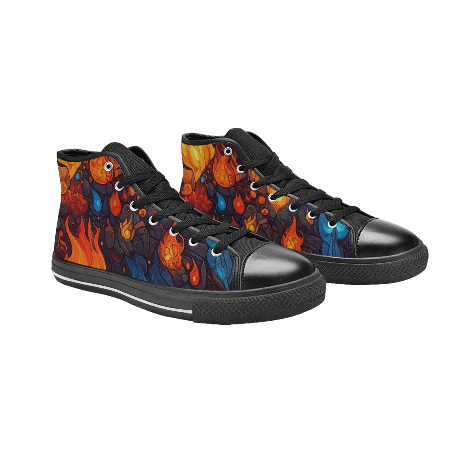WOMEN'S Fire Flame High Top Canvas Surreal Sneakers