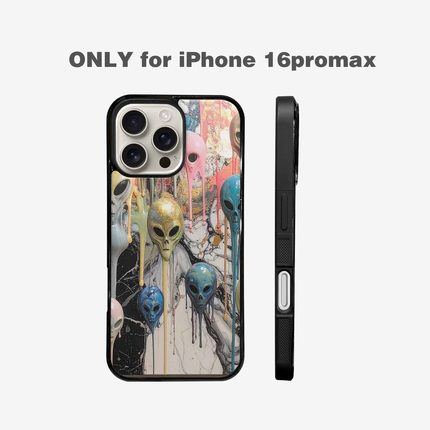 iPhone 16 Pro Max Case — Aliens Marblemelting Aliens Pa Eif, Custom Art Phone Cover