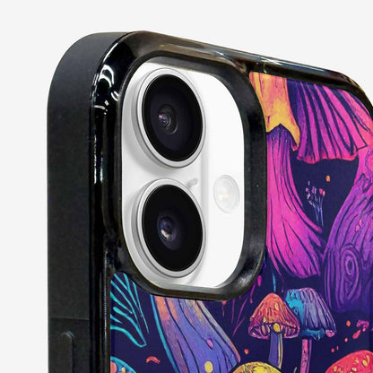 iPhone 16 Plus Case — Mushroom Psychedelic Art Seamless Pattern Vibrant, Custom Made Phone Cover
