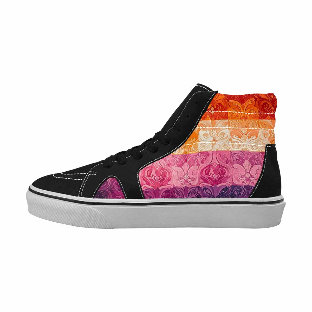 WOMEN'S Lesbian Flag Color High Top Canvas Dark Academia Sneakers