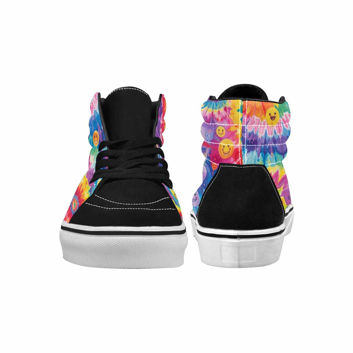 MEN'S Smiley Facessmiley Faces  High Top Canvas Kaleidoscope Sneakers