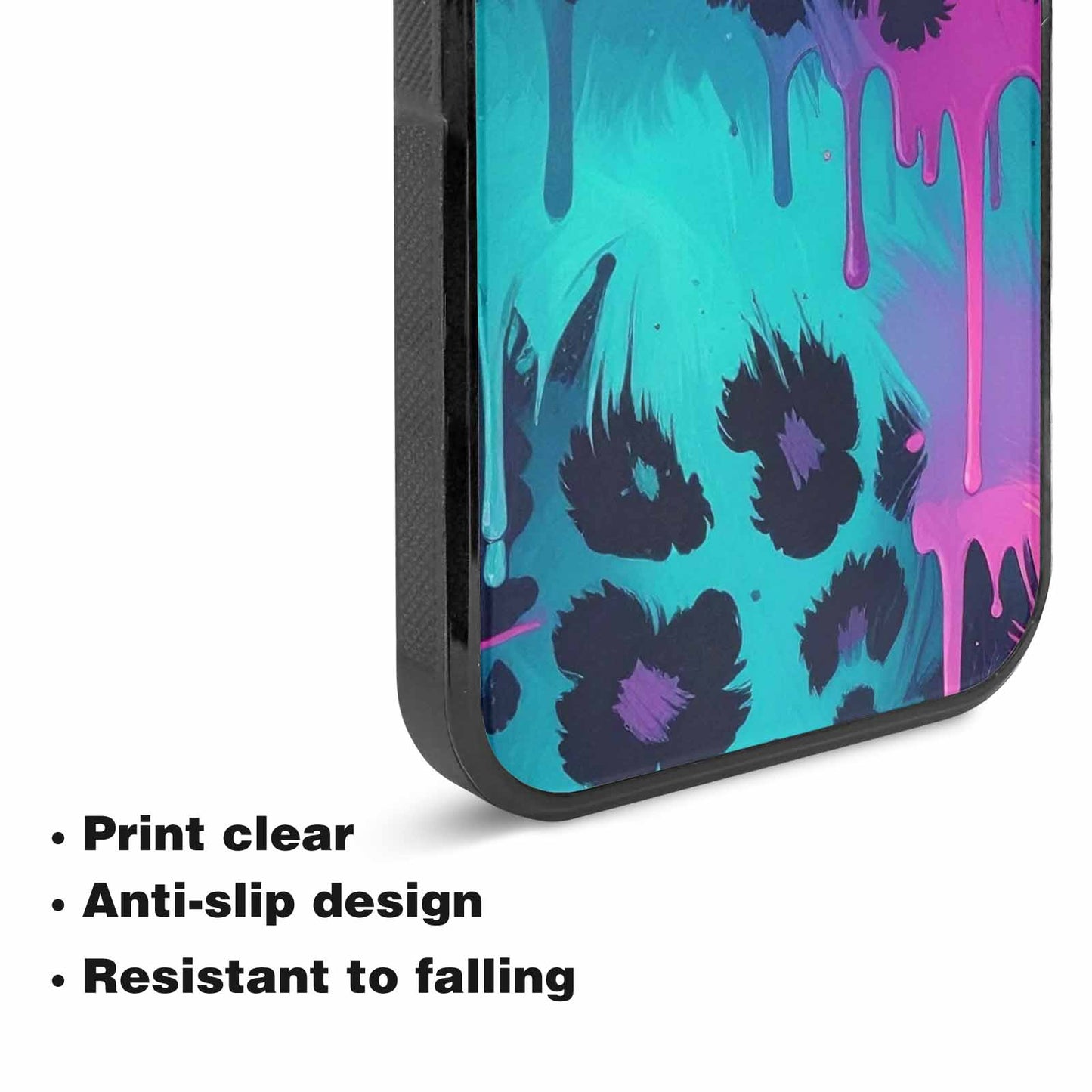 iPhone 15 Plus Case — Leopard Melting Neon, Custom Printed Phone Case