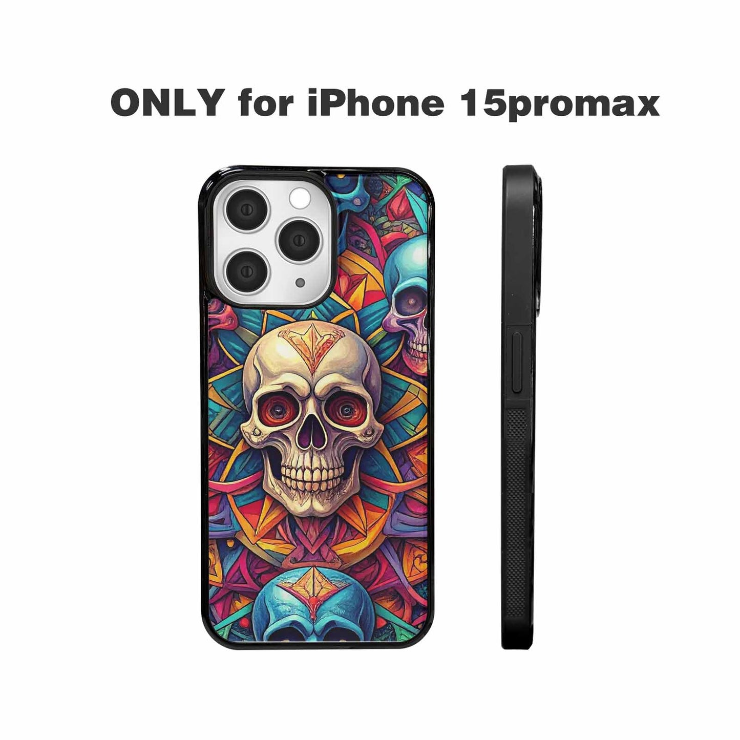 iPhone 15 Pro Max Case — Sacred Geometry Lots Of Skulls Seamless, Custom Designed Case Cover
