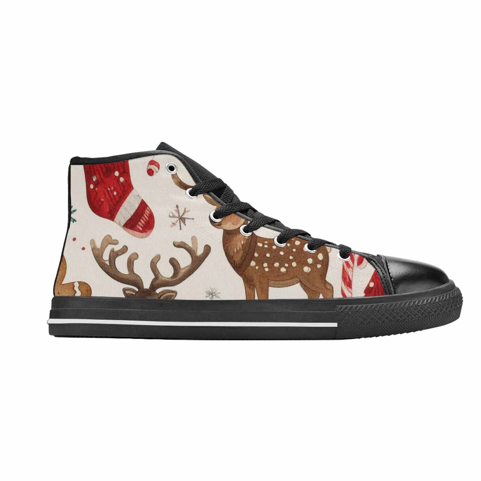 WOMEN'S Christmas Holly Snowflake High Top Canvas Dark Academia Custom Sneakers