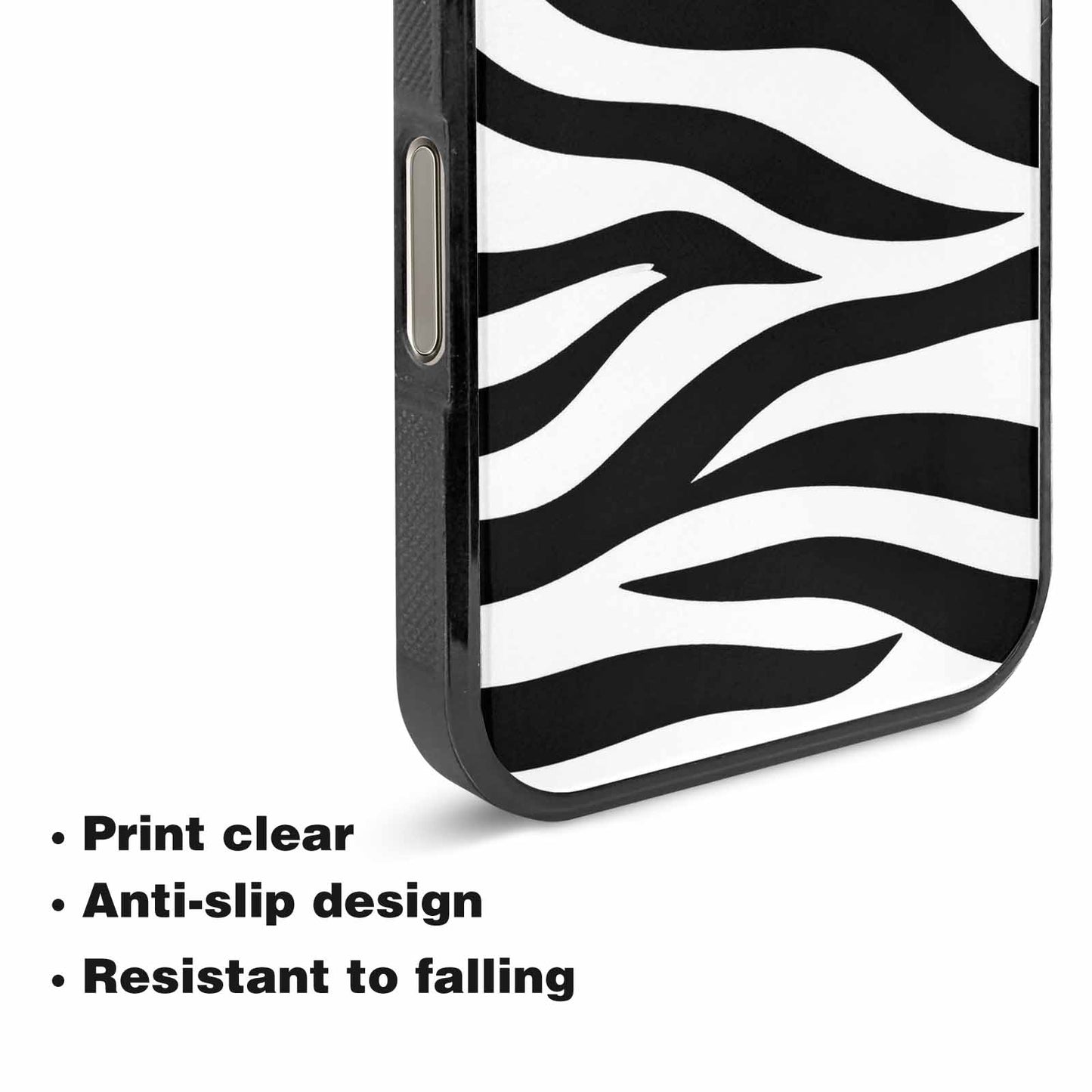 iPhone 15 Pro Max Case — Zebra Print Black White, Custom Art Phone Cover