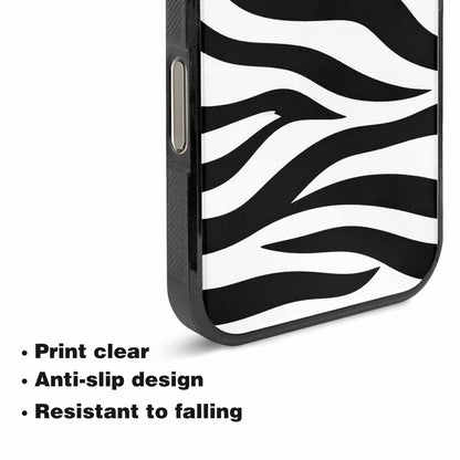 iPhone 15 Pro Max Case — Zebra Print Black White, Custom Art Phone Cover