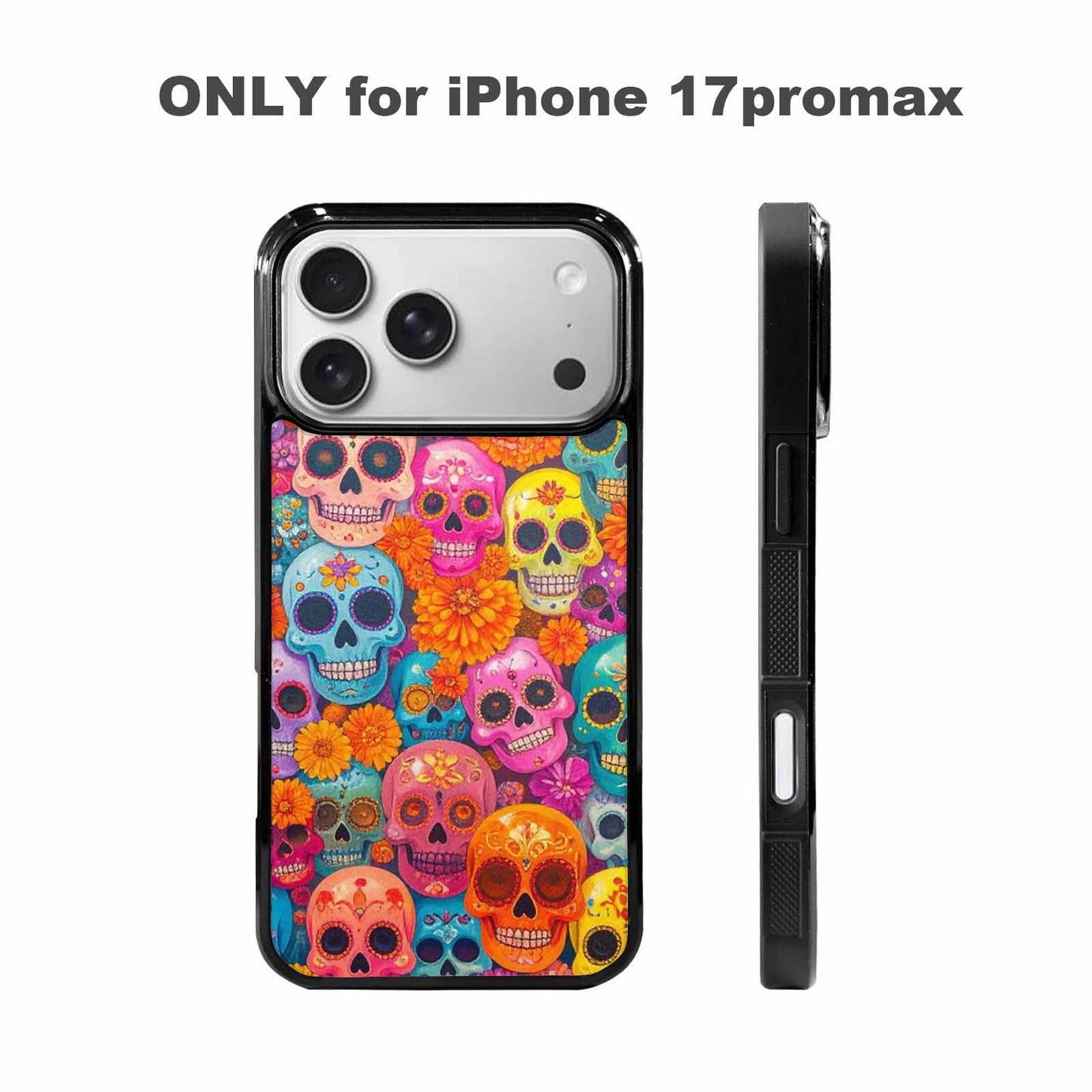 iPhone 17 Pro Max Case — Ornate Candy Color Skull Gothic Skulls, Custom Designed Case Cover