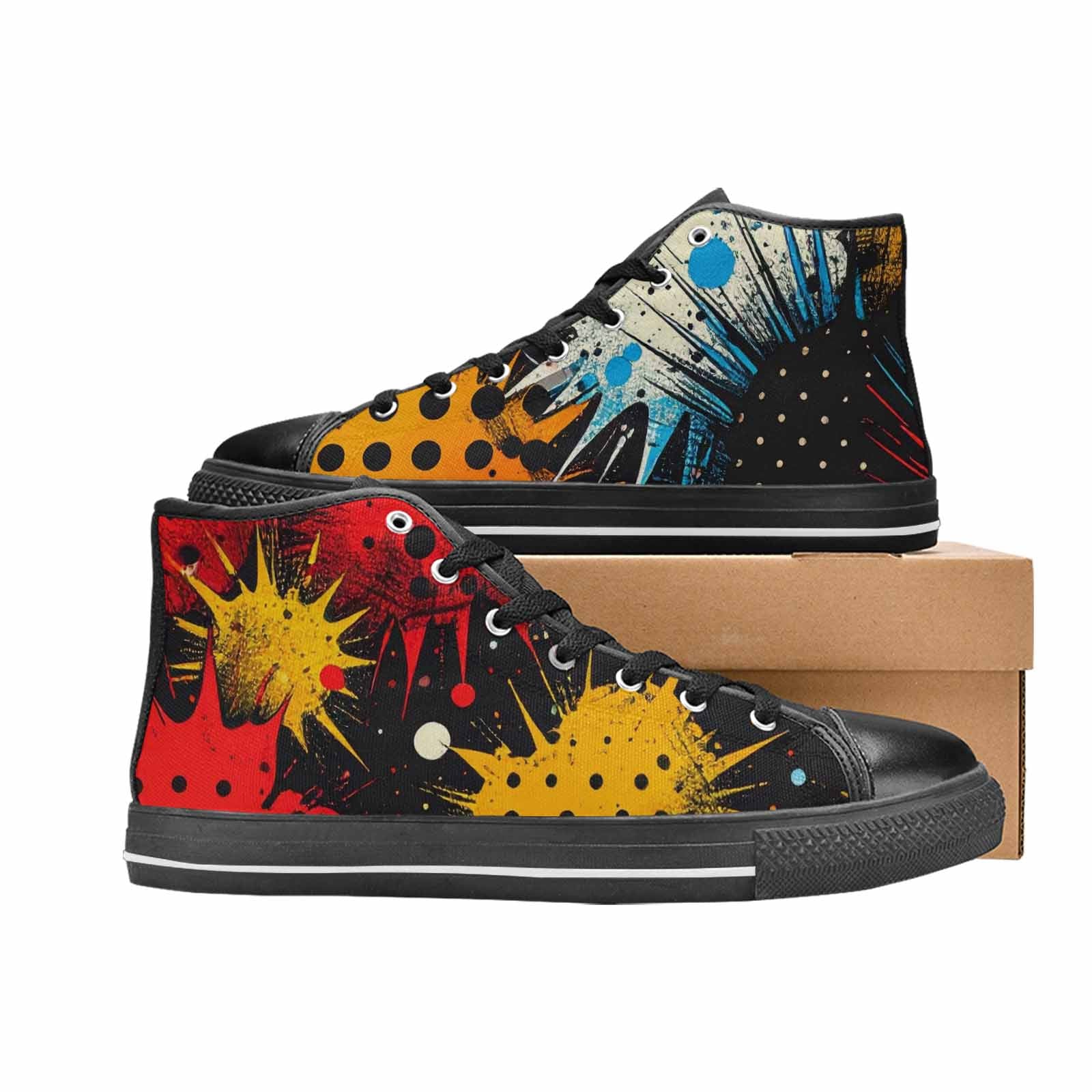WOMEN'S Comic Book Halftone High Top Canvas Vivid Custom Shoes