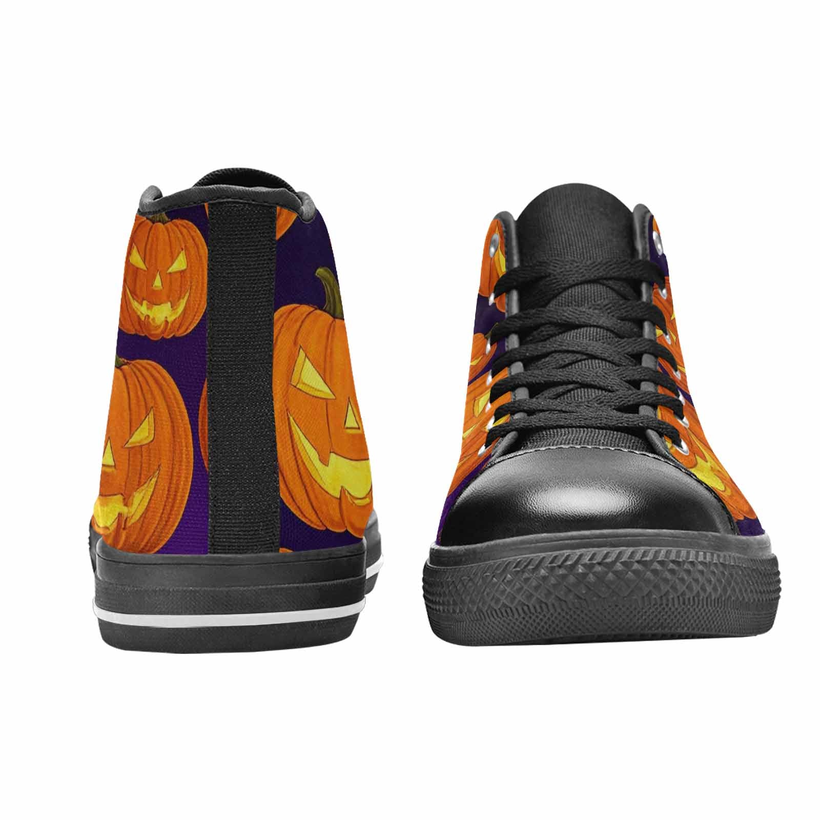 MEN'S Halloween Jackolantern Purple Sky High Top Canvas Neon Fantasy Sneakers