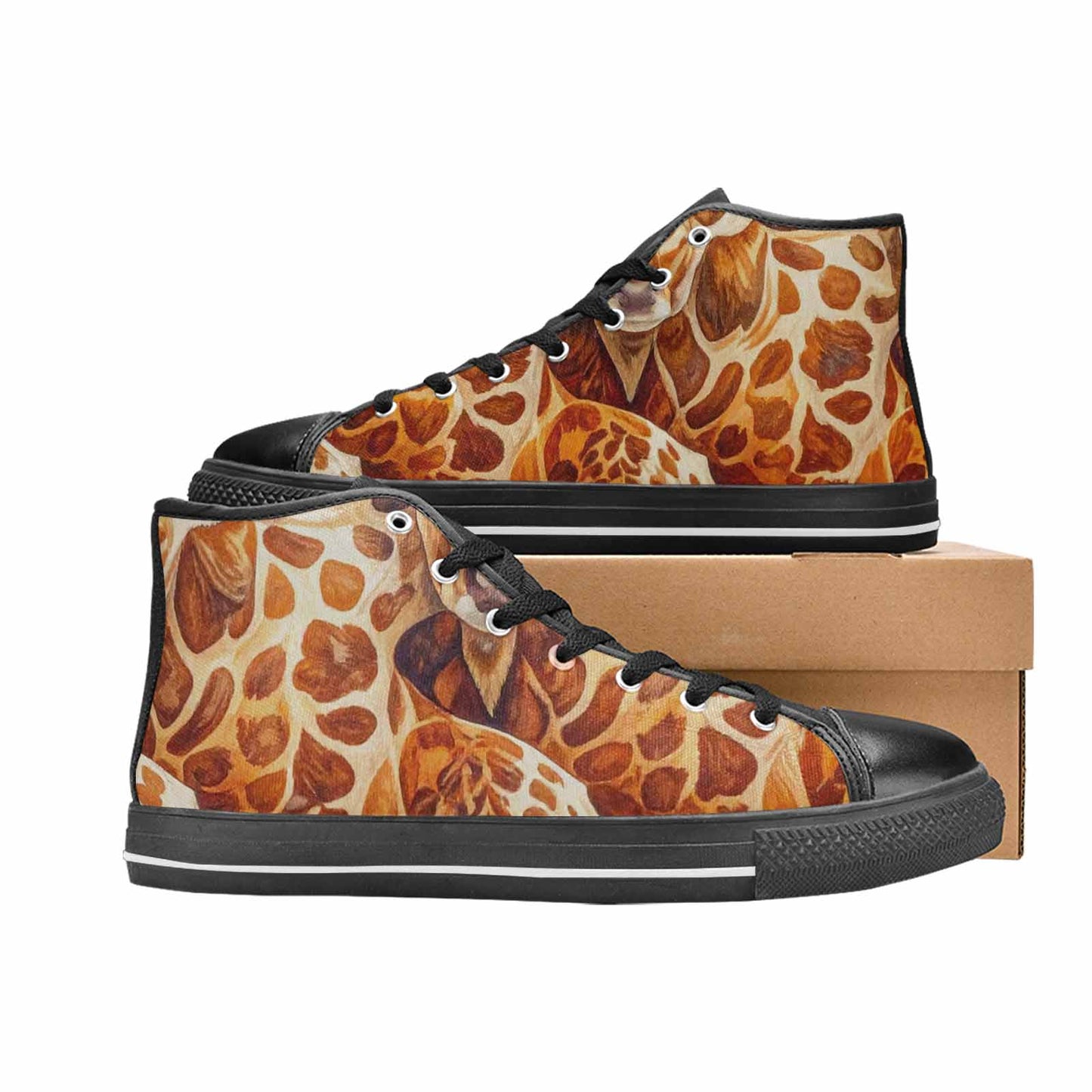 WOMEN'S Cow Animal Print High Top Canvas Dark Academia Shoes