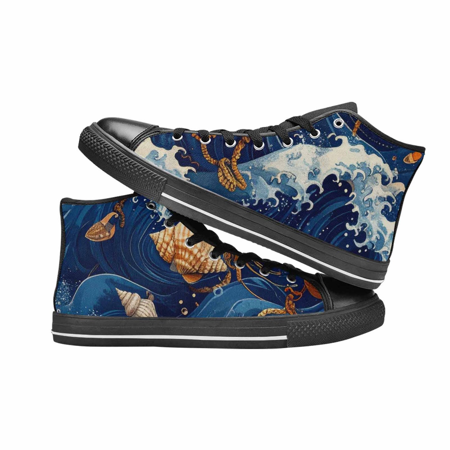 MEN'S Ocean Wave High Top Canvas Surreal Custom Shoes