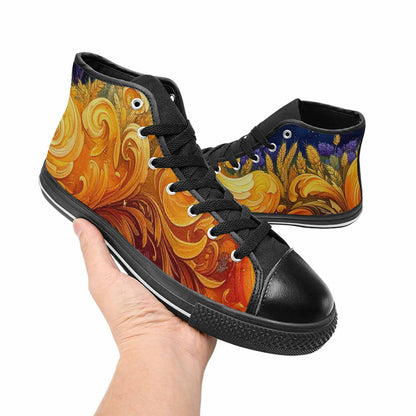 WOMEN'S Van Gogh-Style Swirl High Top Canvas Grunge Shoes