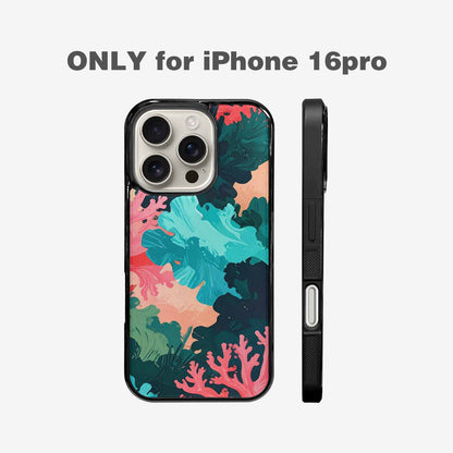 iPhone 16 Pro Case — Camo Coral Turquoise, Custom Made Phone Cover